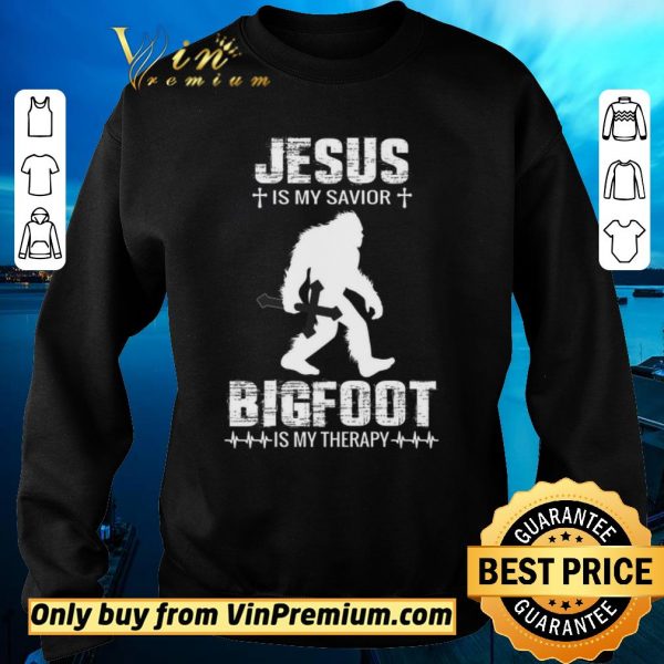 Pretty Jesus Is My Savior Bigfoot Is My Therapy shirt sweater