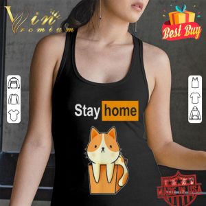 Cat Stay home Pornhub logo shirt