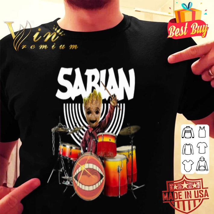 Baby Groot Playing Drums Sabian Logo shirt