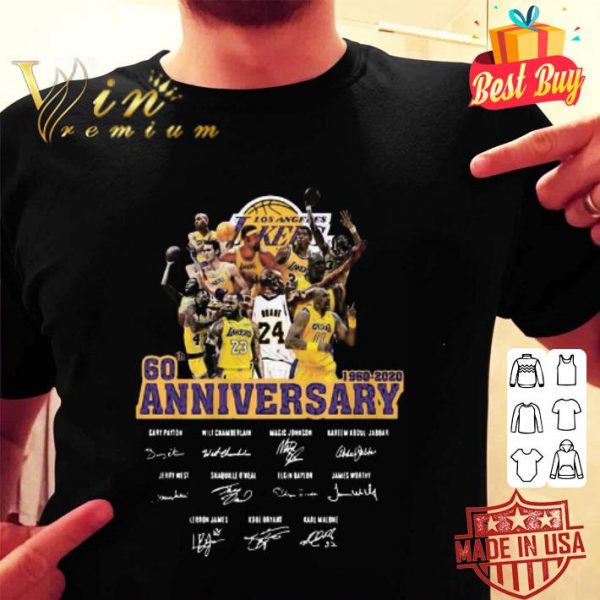 Los Angeles Lakers Team 60th Anniversary 1960 2020 Signatures shirt