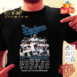 The Los Angeles Dodgers 137th anniversary 1883-2020 signatures shirt