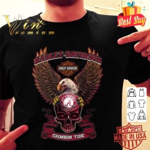 Eagle Motor Harley Davidson Cycles skull Alabama Crimson Tide shirt