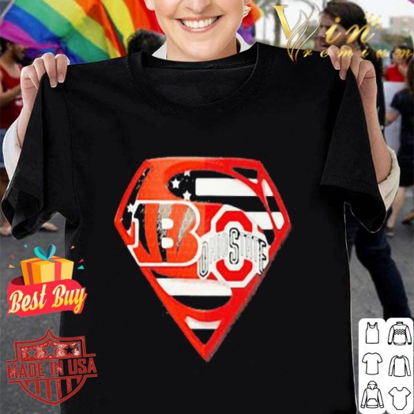Cincinnati Bengals and Ohio State Buckeyes Superman American flag shirt