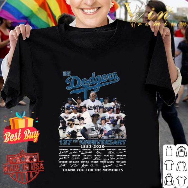 The Los Angeles Dodgers 137th anniversary 1883-2020 signatures shirt