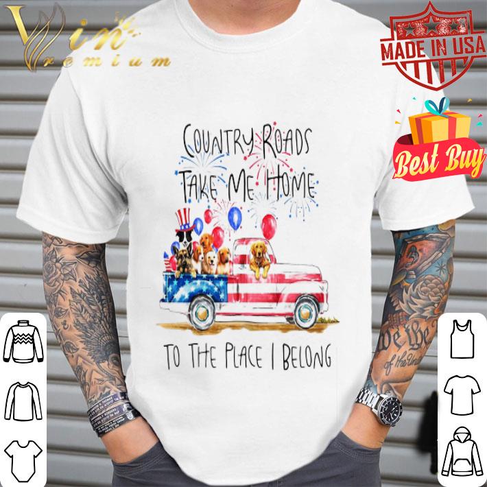 Country Roads Take Me Home To The Place I Belong Truck American Flag shirt