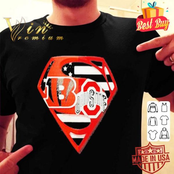 Cincinnati Bengals and Ohio State Buckeyes Superman American flag shirt