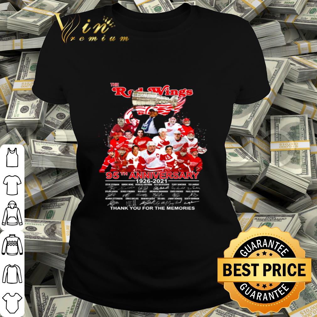 The Detroit Red Wings 95th anniversary 1926-2021 signatures shirt