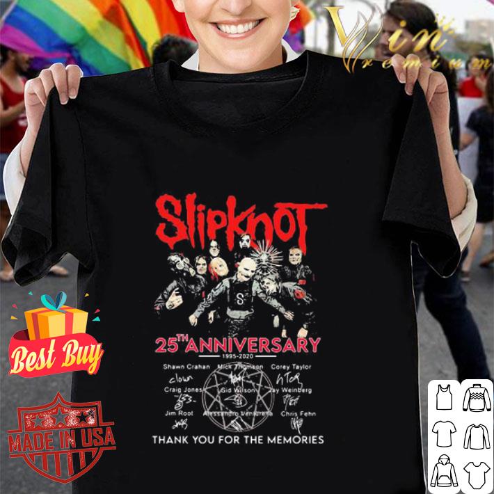 Slipknot band 25th anniversary signatures thank you for the memories shirt