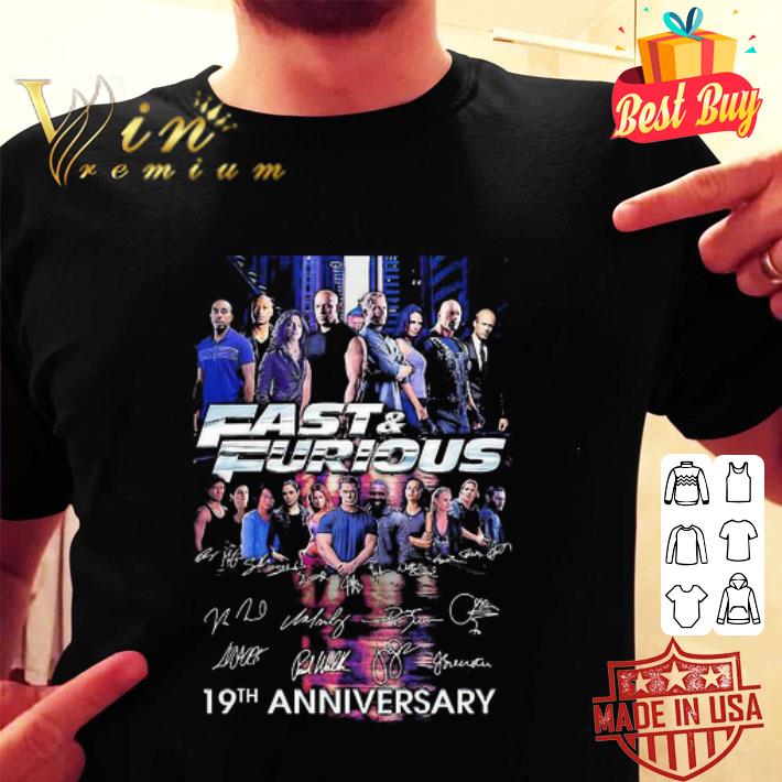 Fast and Furious 19th anniversary all character signatures shirt
