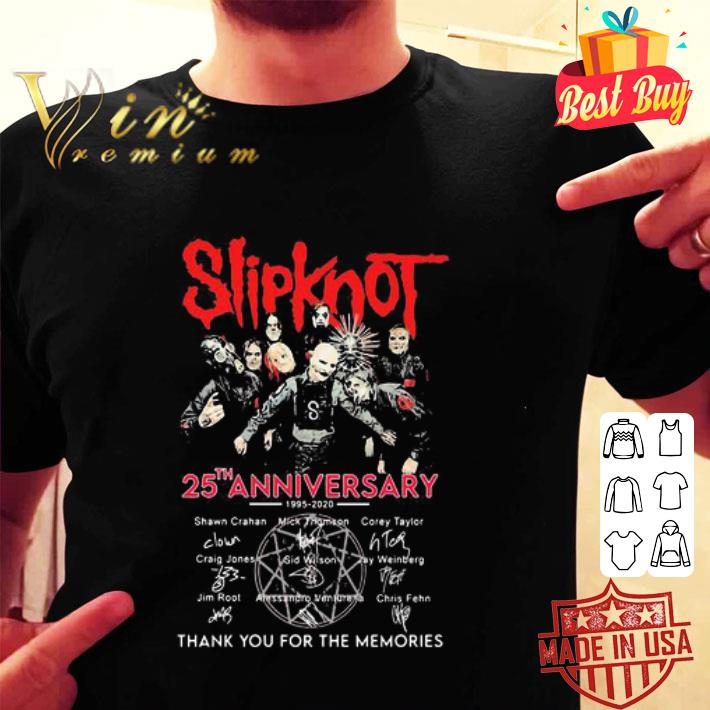 Slipknot band 25th anniversary signatures thank you for the memories shirt