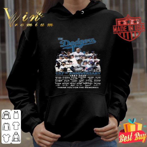 The Los Angeles Dodgers 137th anniversary 1883-2020 signatures shirt