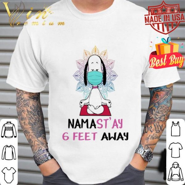 Yoga Snoopy Namastay 6 feet away Coronavirus shirt