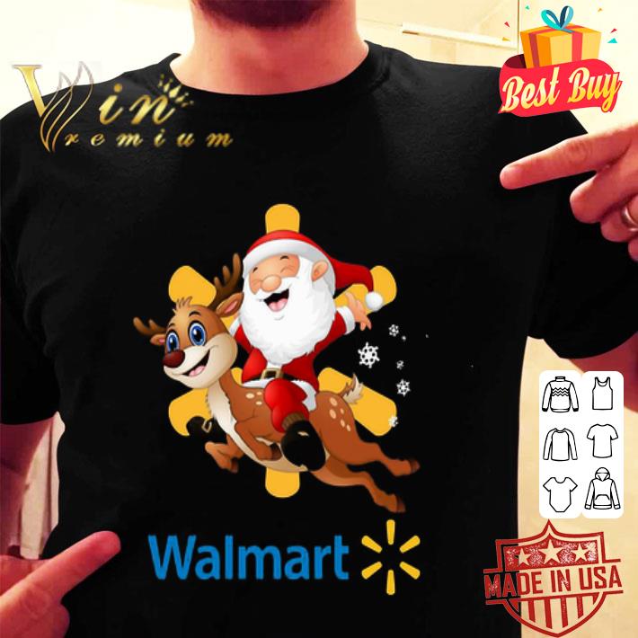 Christmas Santa Claus Riding Reindeer Walmart Logo shirt