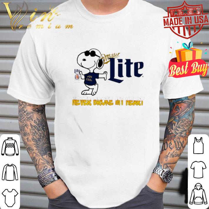Snoopy Hug Miller Lite Beer Never Broke My Heart shirt