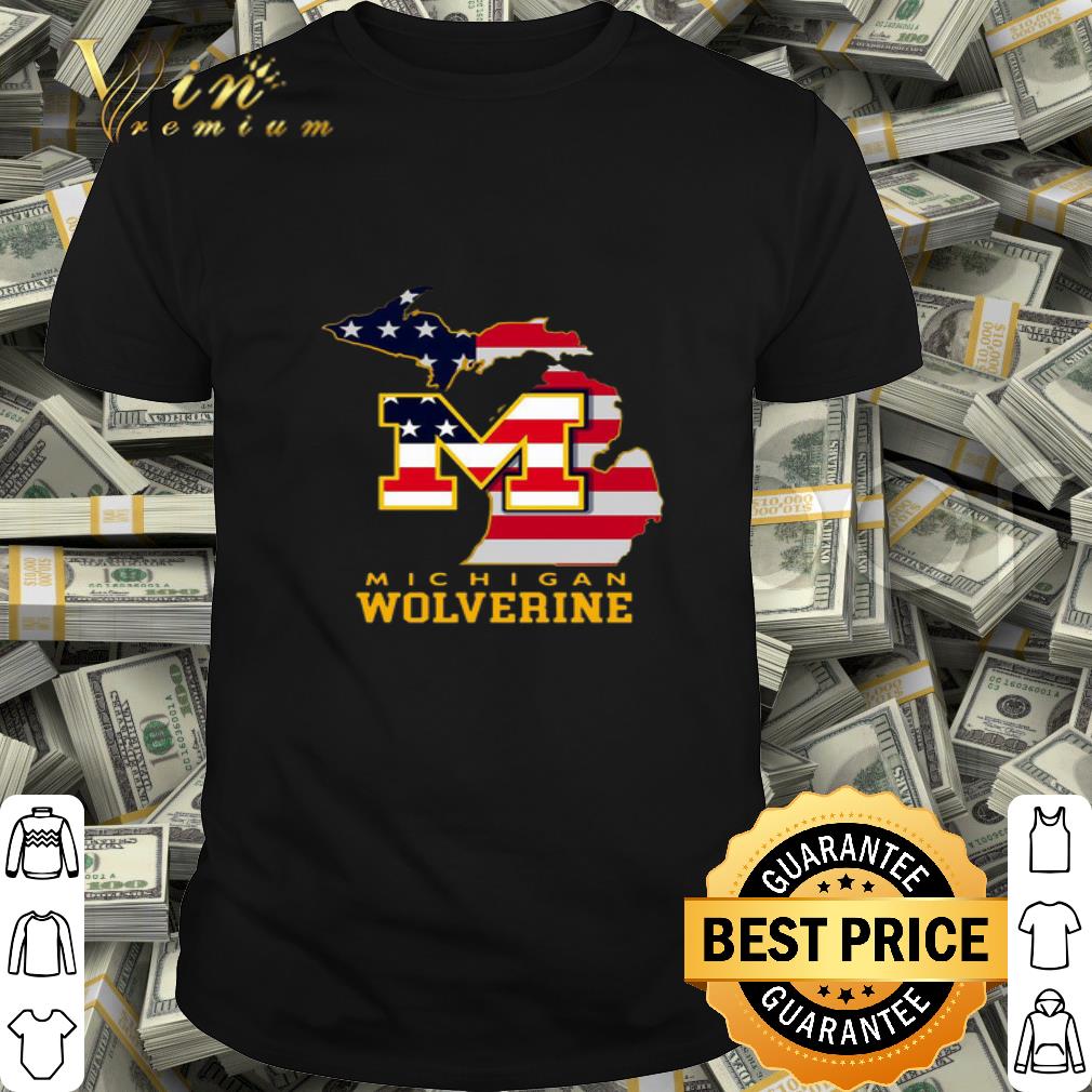 Map Michigan Wolverines American Flag shirt