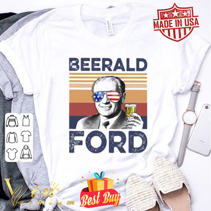 Beerrald Gerald Ford Drink Beer Glass American Flag Vintage shirt