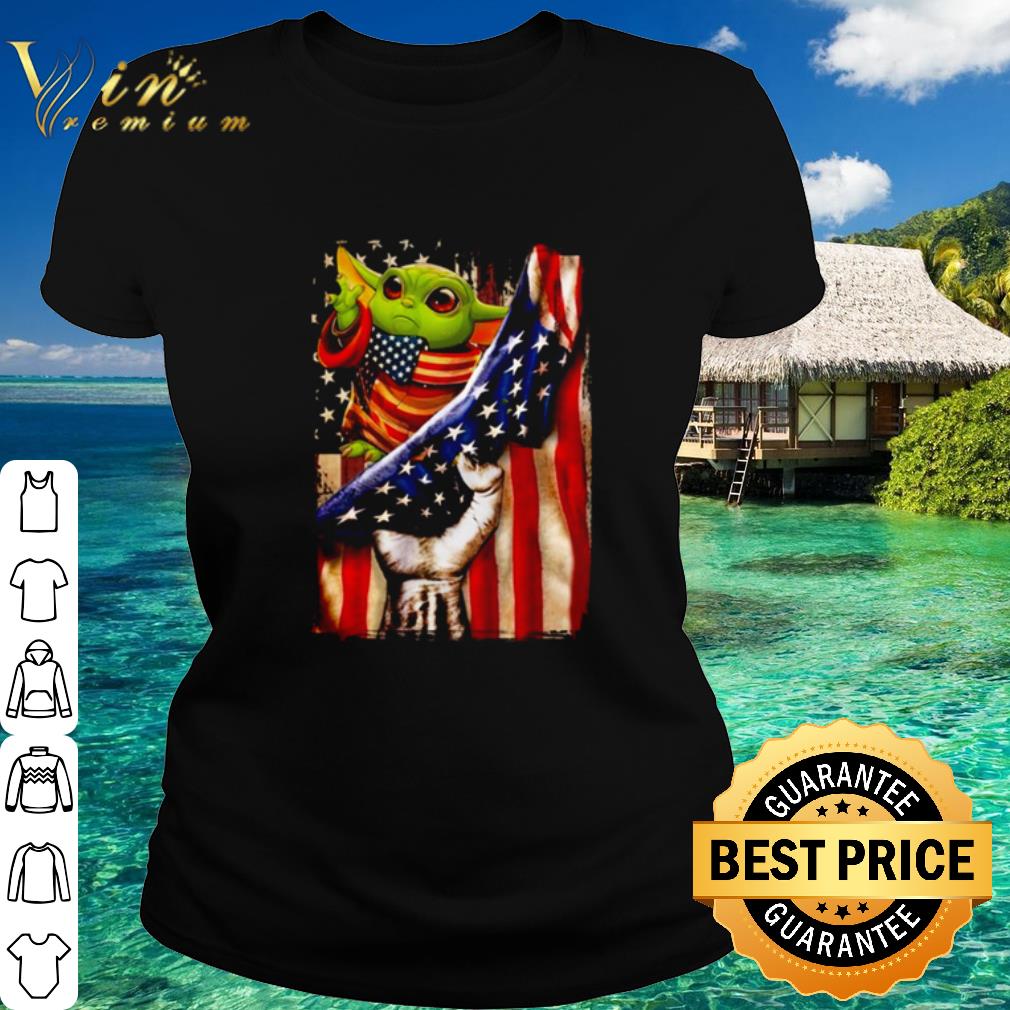 Best Baby Yoda American USA Flag 4th Of July Independence Day shirt