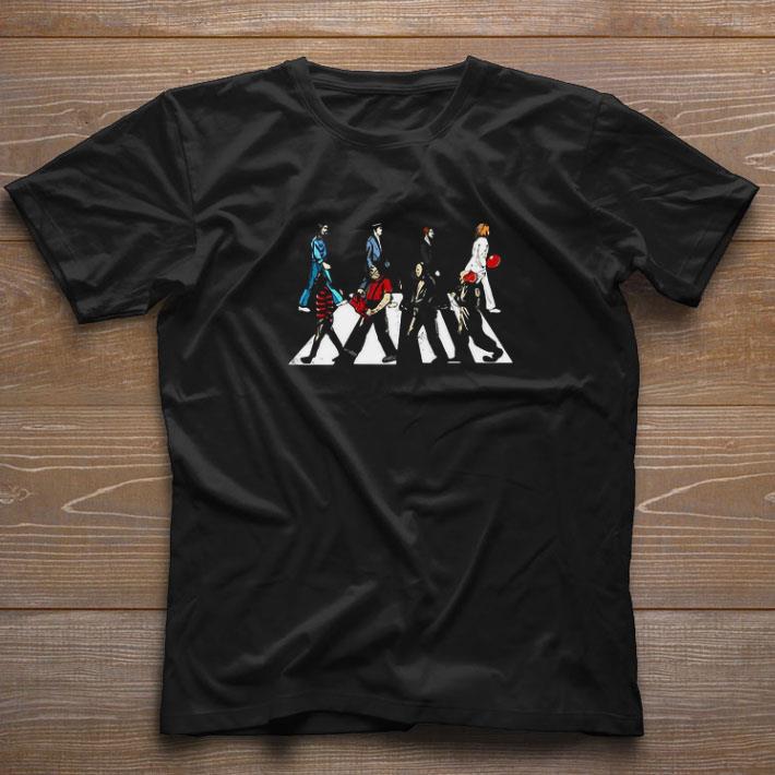 Awesome The Beatles And Halloween Horror Characters Abbrey Road shirt