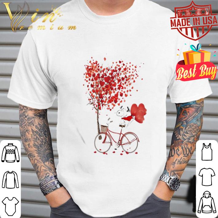 Snoopy Riding Bicycle Heart Tree shirt