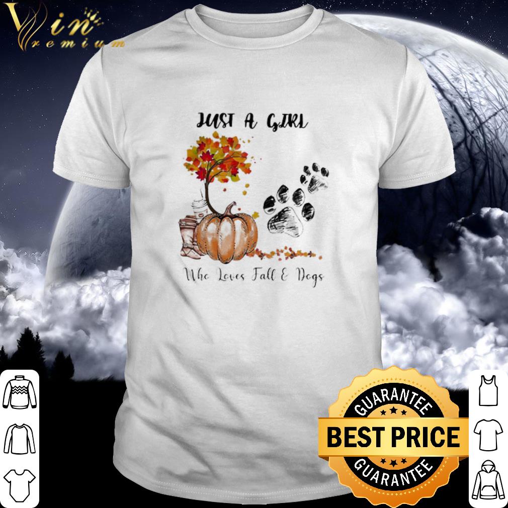 Top Just A Girl Who Loves Fall And Paw Dogs Pumpkin Halloween shirt
