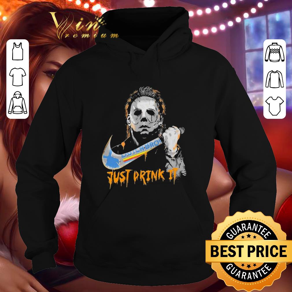 3d39cb4c michael myers dutch bros just drink it nike logo shirt 4 - Michael Myers Dutch Bros Just Drink It Nike Logo shirt