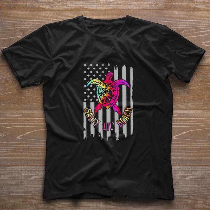Hot Turtle Salty Lil Beach American Flag 4th of july shirt