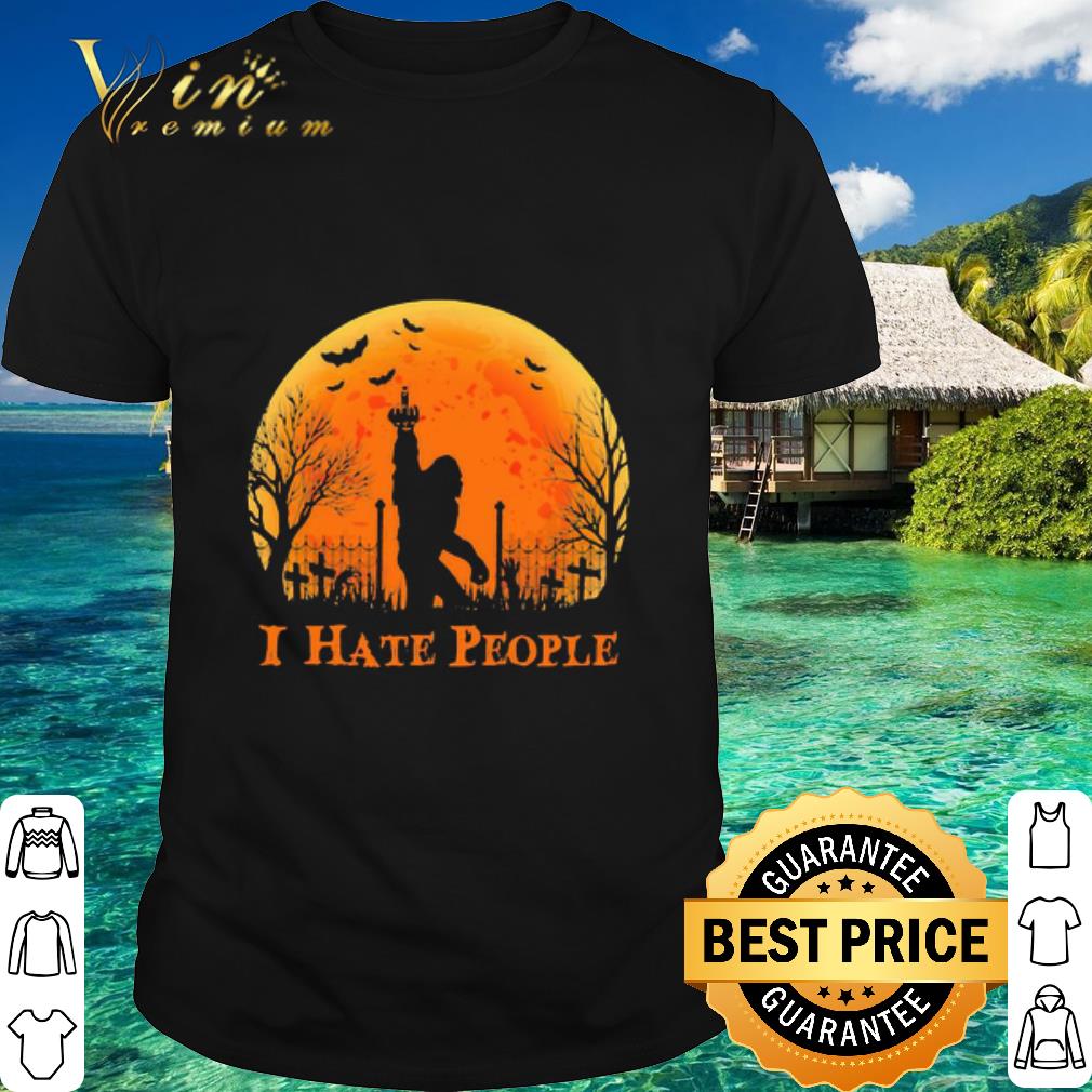 Nice Bigfoot Halloween I Hate People Moon Sunset shirt