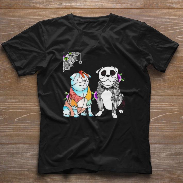 Awesome Bulldog Jack Skellington and sally halloween shirt