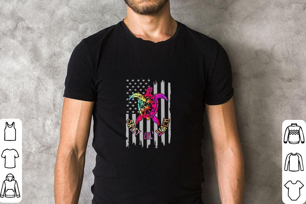 Hot Turtle Salty Lil Beach American Flag 4th of july shirt