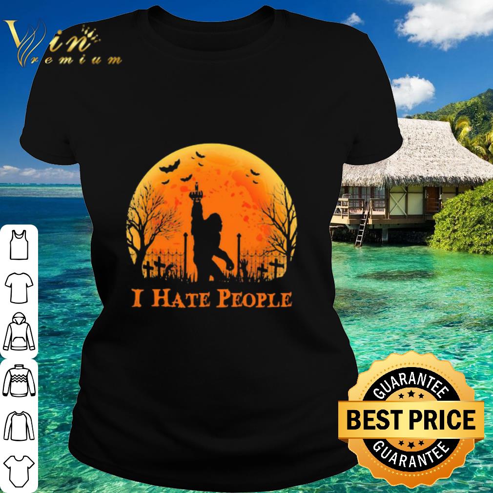 Nice Bigfoot Halloween I Hate People Moon Sunset shirt