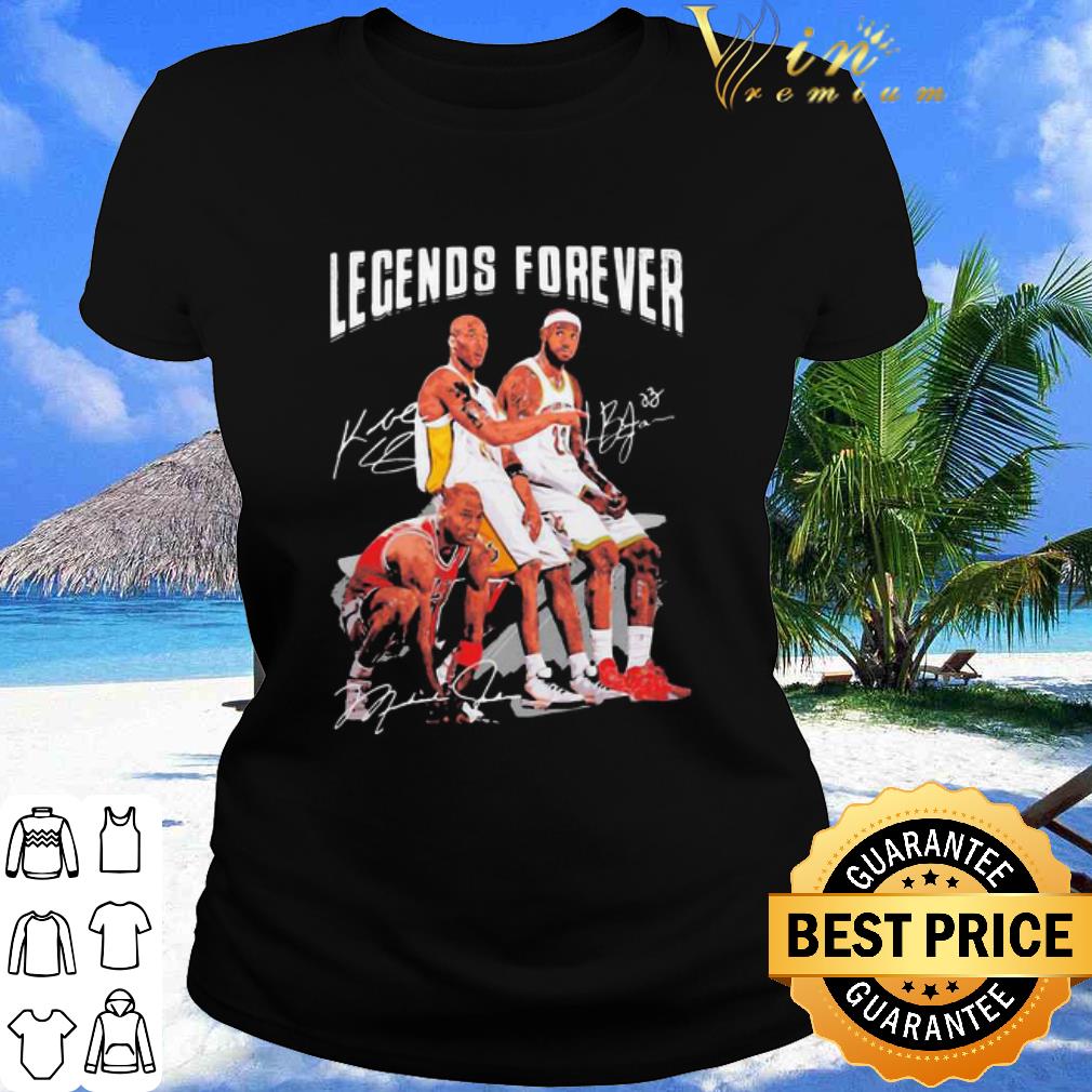Cool Legends Forever Kobe Bryant Lebron James And Michael Jordan Signatures shirt