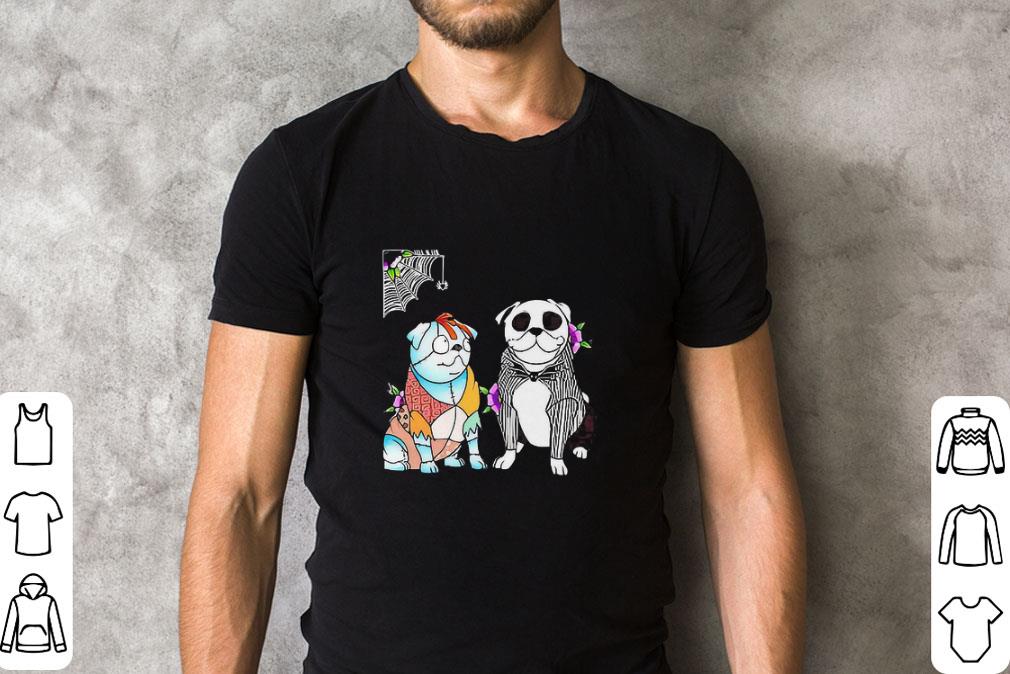 Awesome Bulldog Jack Skellington and sally halloween shirt