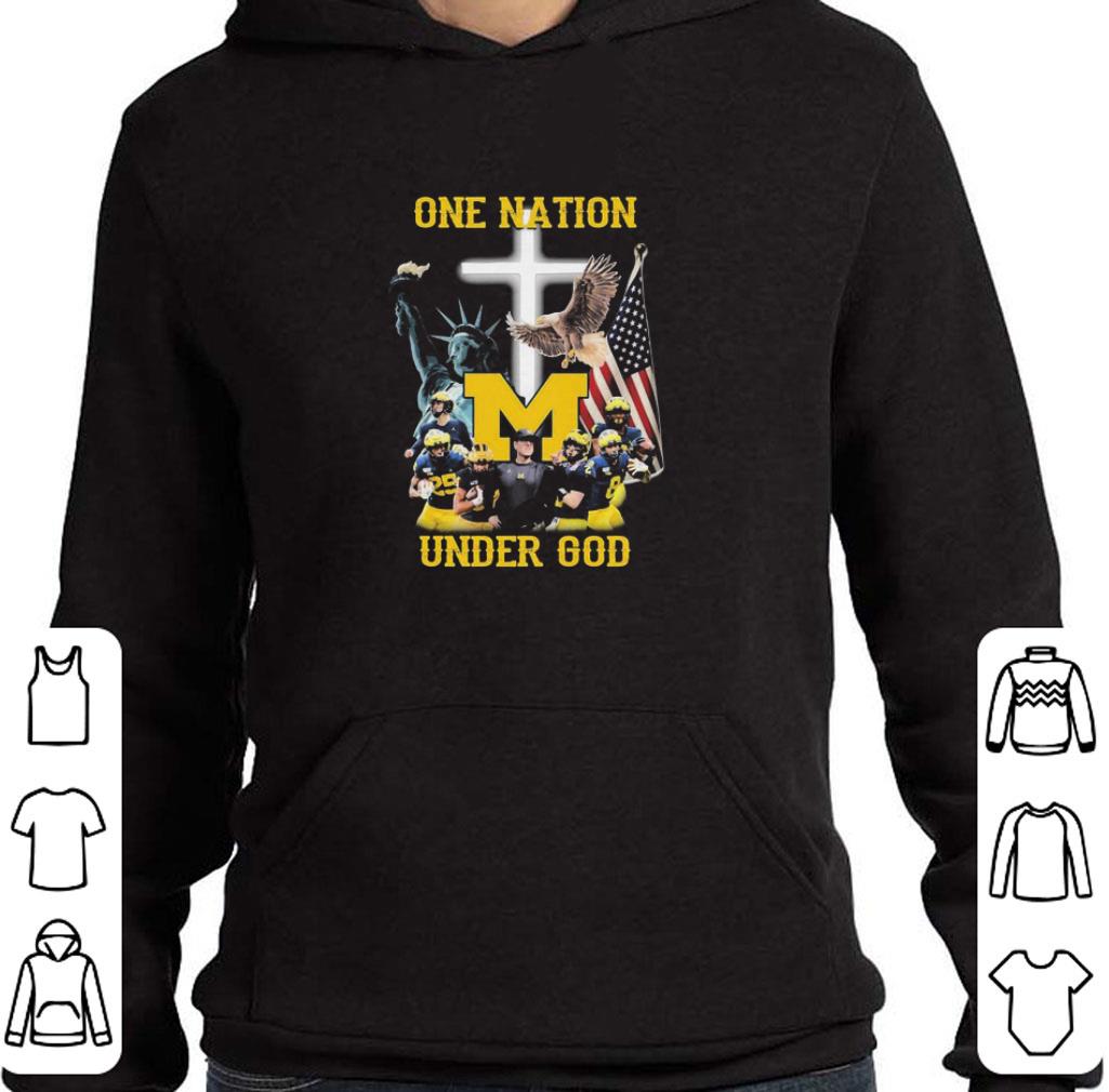 4fbfa275 top one nation michigan wolverines under god american flag shirt 4 - Top One Nation Michigan Wolverines under god American flag shirt