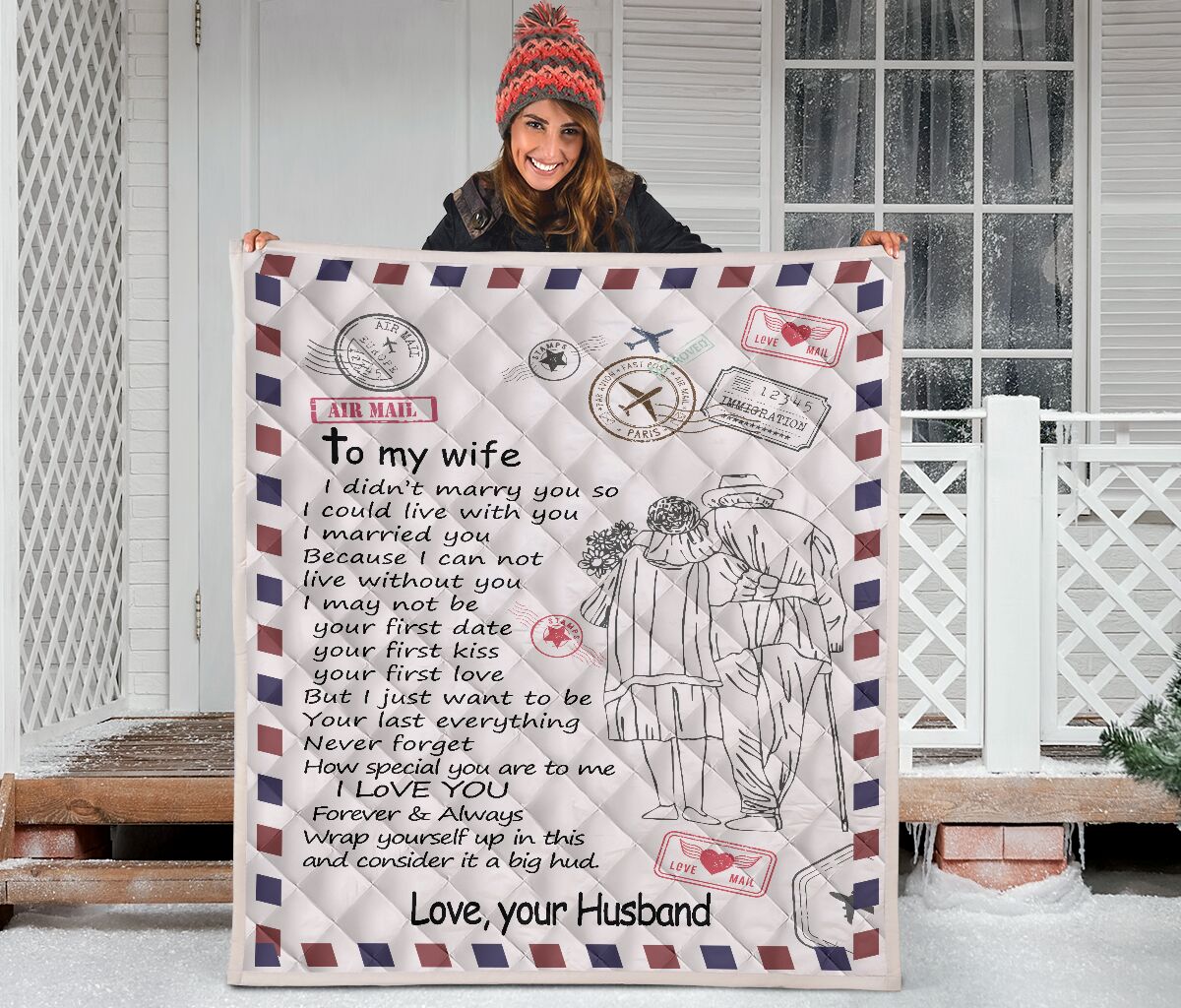 3894ac6f letter postcard air mail to my wife i love you love your husband quilt blanket 4 - Letter Postcard Air Mail To My Wife I Love You Love Your Husband Quilt Blanket