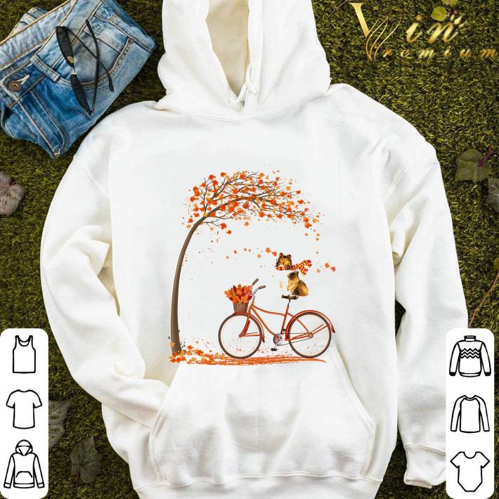 54346d62 sheltie dog autumn bicycle shirt 4 - Sheltie Dog Autumn Bicycle shirt