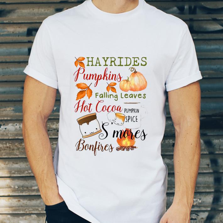 59b97ef5 hayrides pumpkins falling leaves hot cocoa s mores bonfires shirt 4 - Hayrides Pumpkins Falling Leaves Hot Cocoa S’mores Bonfires shirt