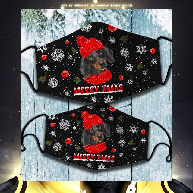 b4ca9a73 dachshund merry xmas face mask 4 - Dachshund Merry Xmas Face Mask
