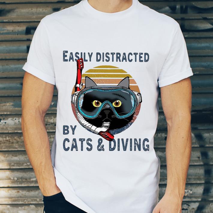 c8ce71c2 vintage easily distracted by cats and diving shirt 4 - Vintage Easily Distracted By Cats And Diving shirt