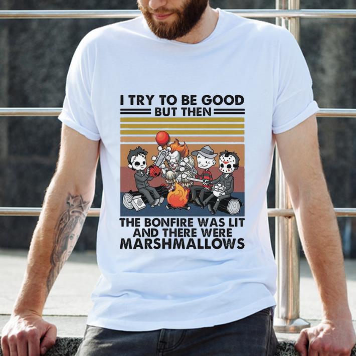 Vintage Chibi Horror Movie I Try To Be Good But Then Marshmallows shirt