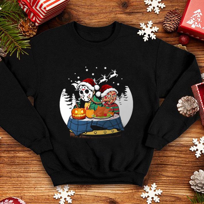 fa4bb565 jason voorhees and freddy krueger lady and the tramp christmas shirt 4 - Jason Voorhees And Freddy Krueger Lady And The Tramp Christmas shirt