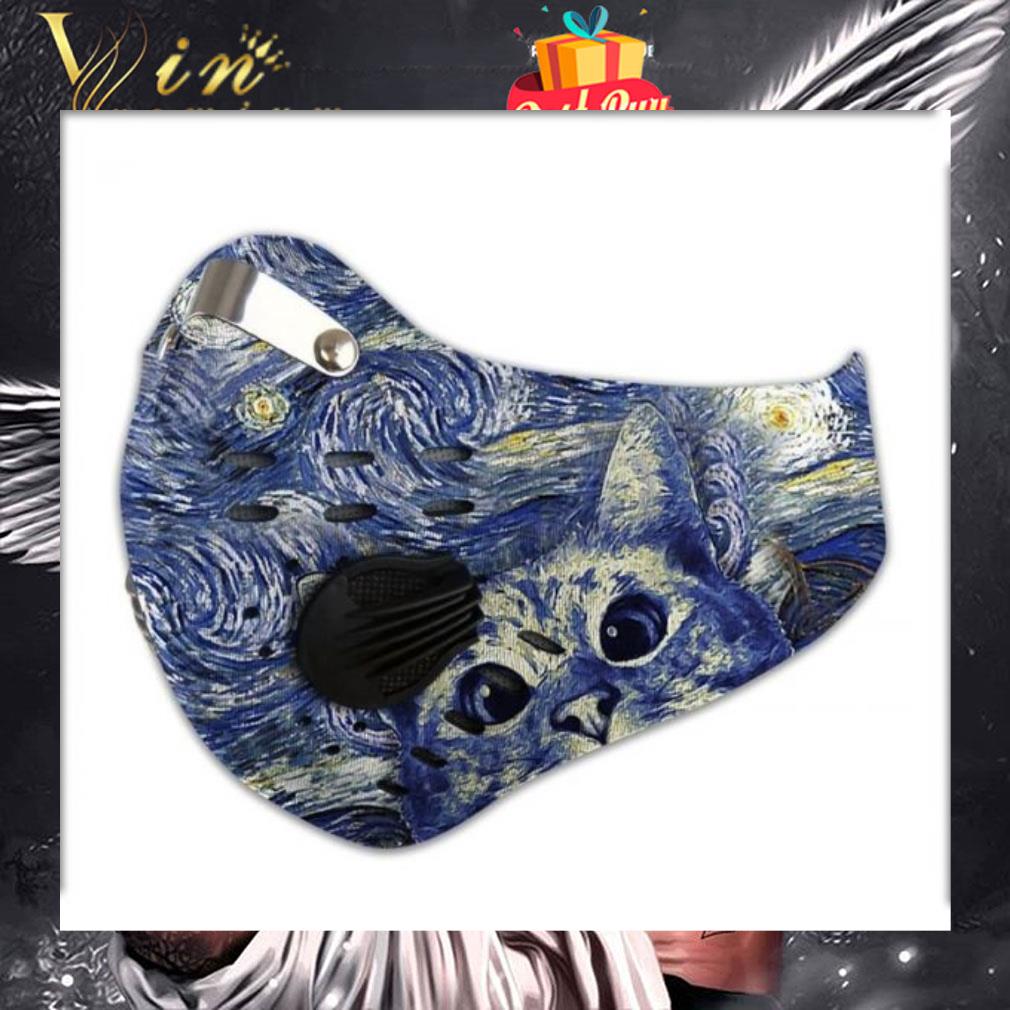 Cat Starry Night Vincent Van Gogh Face Mask With Filter