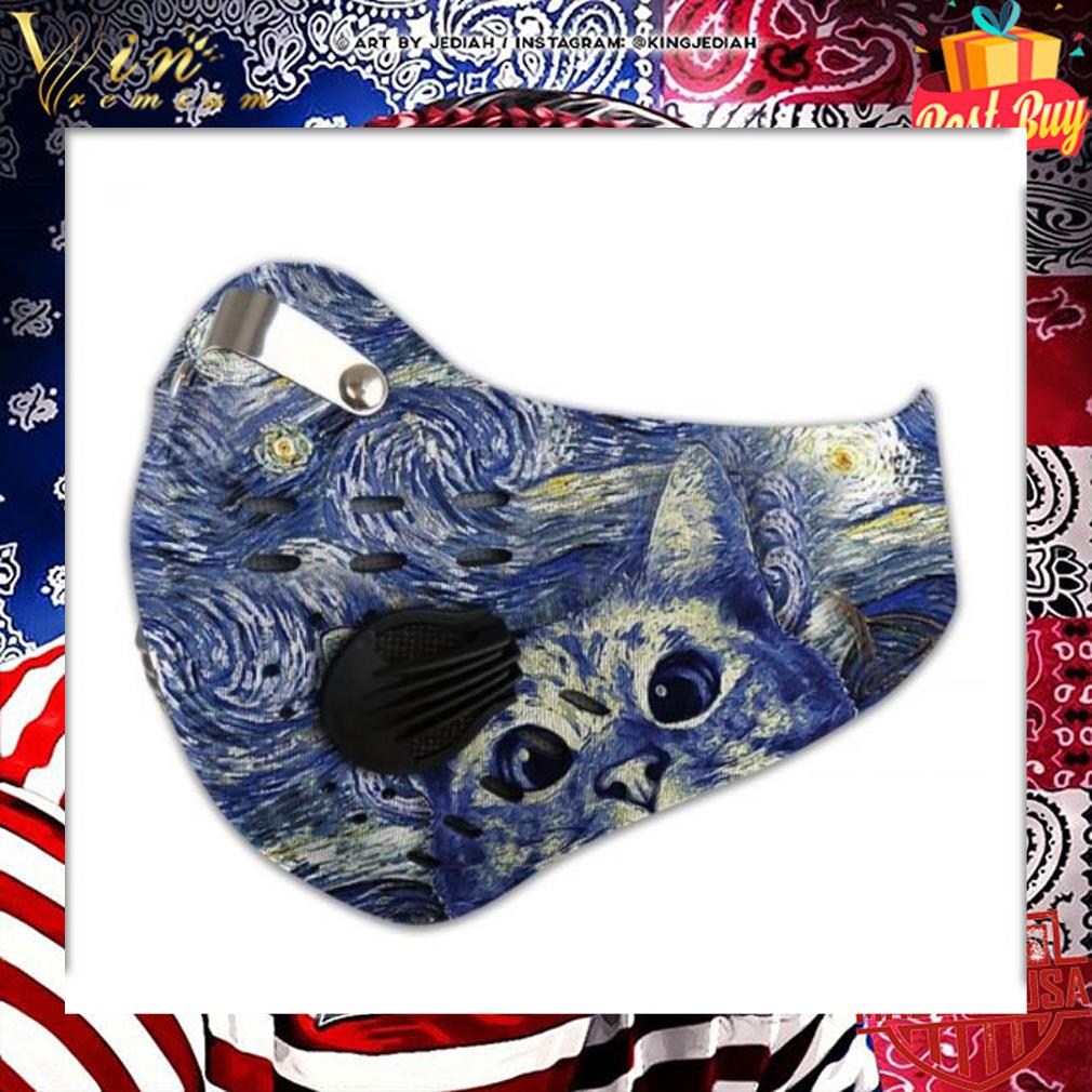 Cat Starry Night Vincent Van Gogh Face Mask With Filter