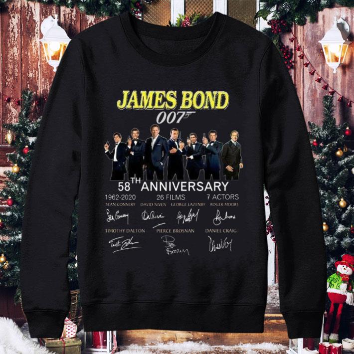 a425d8a6 awesome james bond 007 58th anniversary 7 actors cast signatures shirt 4 - Awesome James Bond 007 58th Anniversary 7 Actors Cast Signatures shirt