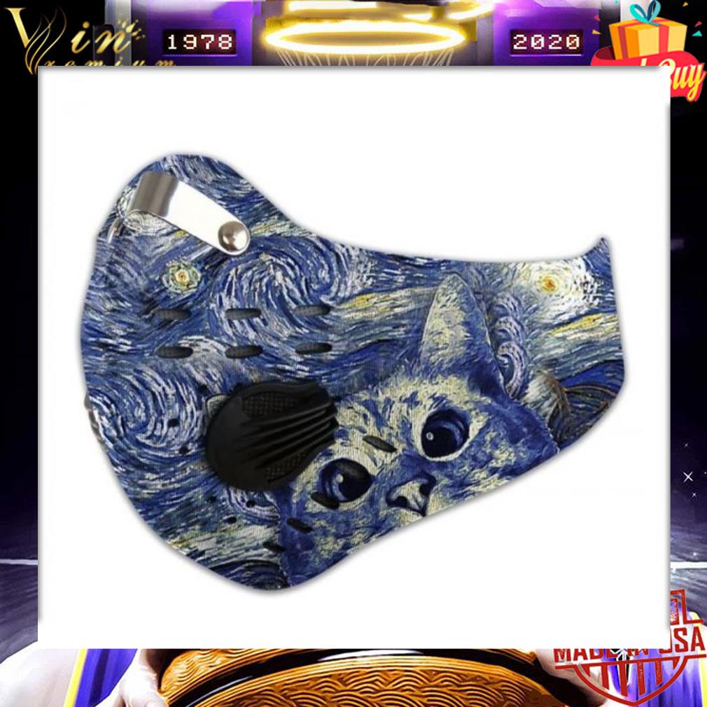 a77be128 cat starry night vincent van gogh face mask with filter 4 - Cat Starry Night Vincent Van Gogh Face Mask With Filter