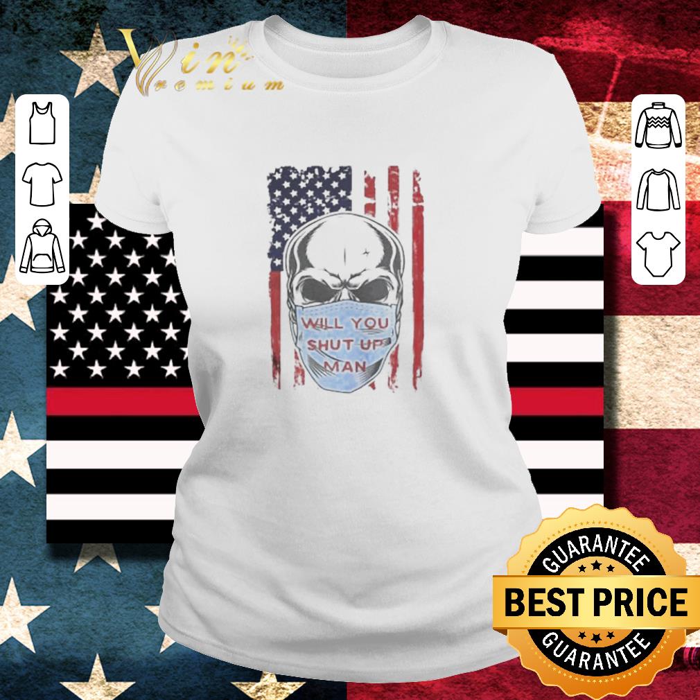 Pretty Skull Joe Biden will you shut up man American flag Sweater shirt