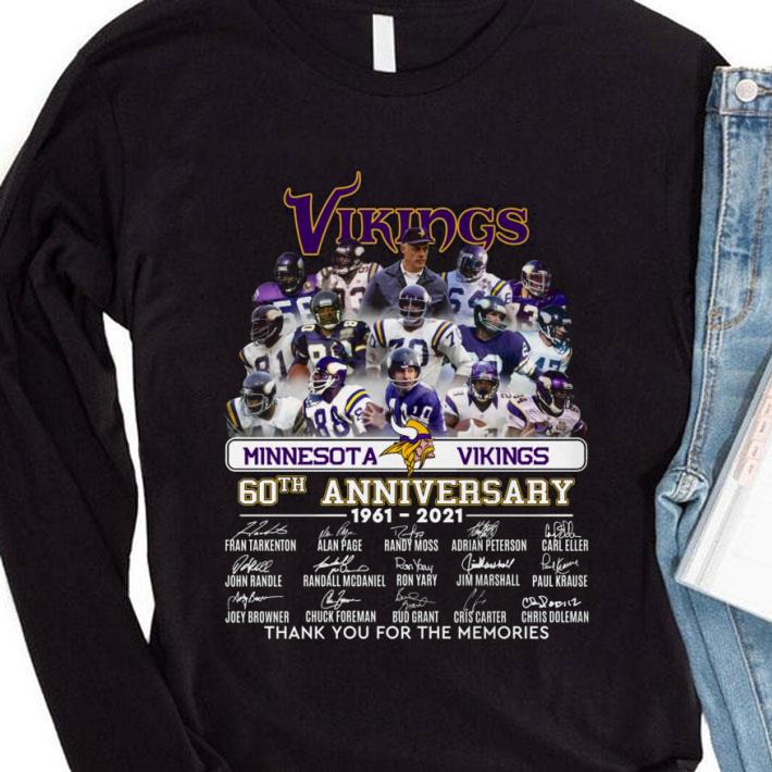 094d6caf funny minnesota vikings 60th anniversary 1961 2021 thank you for the memories shirt 4 - Funny Minnesota Vikings 60th Anniversary 1961-2021 Thank You For The Memories shirt