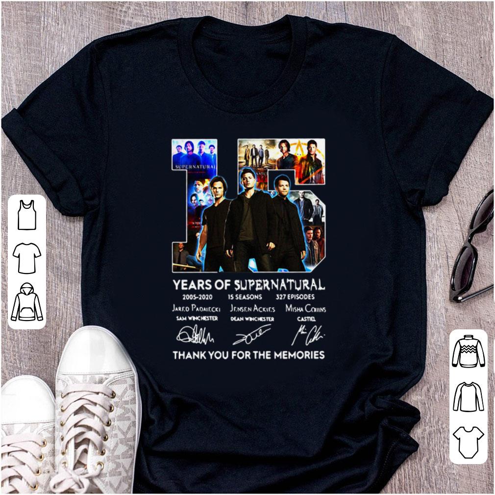 Original 15 Years Of Supernatural Thank For The Memories Signature shirt 1 - Original 15 Years Of Supernatural Thank For The Memories Signature shirt