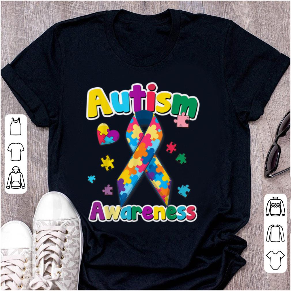 Premium Ribbon Puzzle Pieces Colors Autism Awareness shirt 1 - Premium Ribbon Puzzle Pieces Colors Autism Awareness shirt