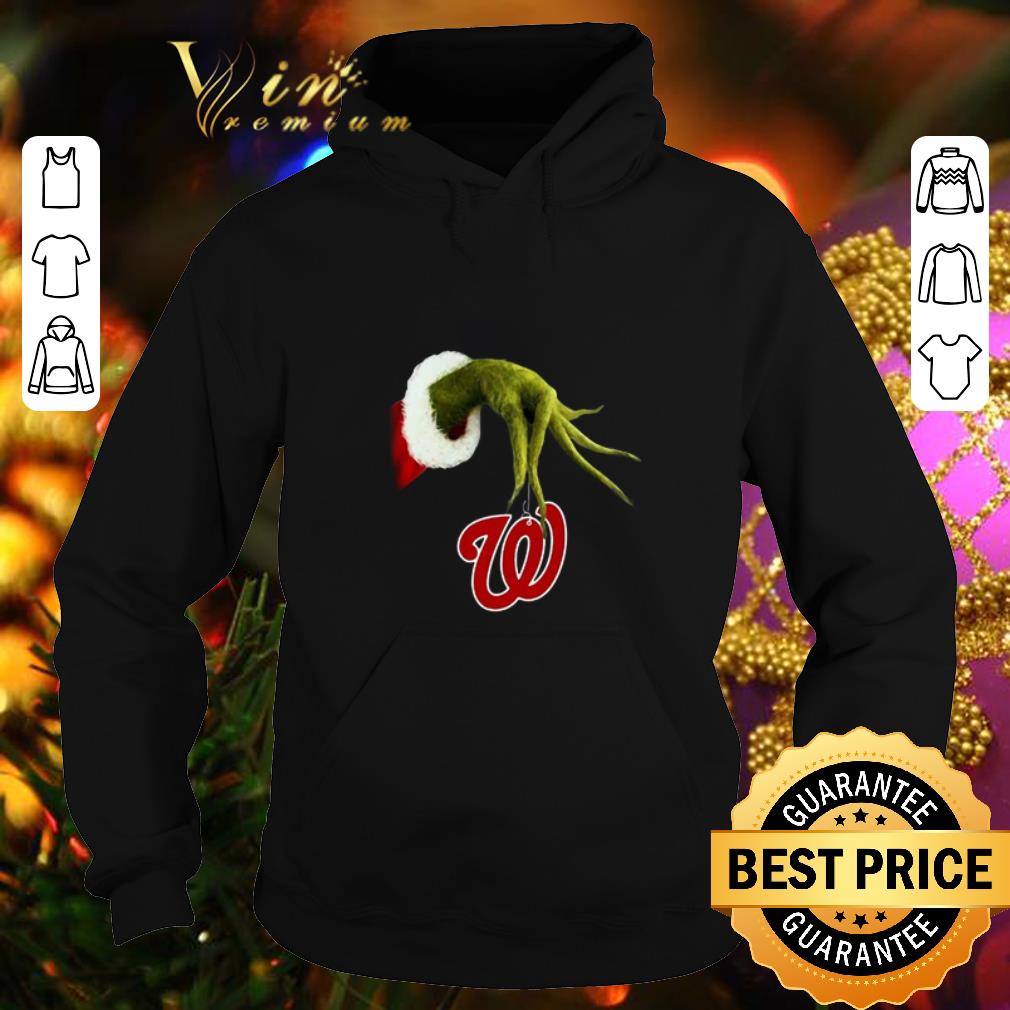 Funny Christmas Grinch hand holding Washington Nationals shirt 4 - Funny Christmas Grinch hand holding Washington Nationals shirt