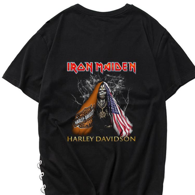 Hot Iron Maiden Harley Davidson Skull American Flag shirt 1 - Hot Iron Maiden Harley Davidson Skull American Flag shirt